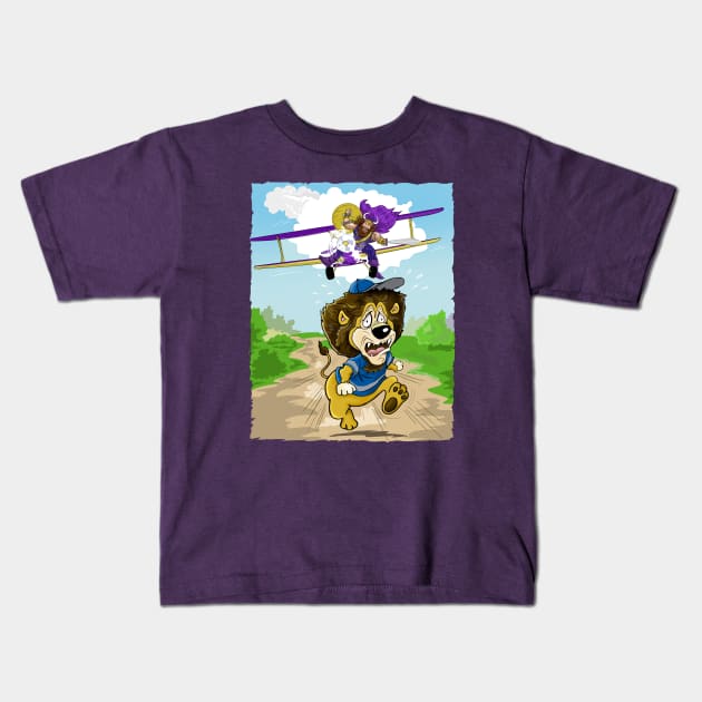 Minnesota Vikings Fans - Kings of the North vs Cat on the Run Kids T-Shirt by JustOnceVikingShop